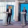Bayern setzt im Kampf gegen das Corona-Virus nun verstärkt auf die Wissenschaft, wie Markus Söder (Zweiter von rechts) bei einer Pressekonferenz am Freitag mitteilte. 