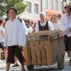 Gänse, Ochsen, bepackte Esel: Beim Einzug der Bauern und Handwerker auf das Frundsbergfest gab es viel zu sehen.