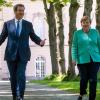 CSU-Chef Markus Söder und Kanzlerin Merkel auf auf Schloss Herrenchiemsee.