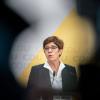 Annegret Kramp-Karrenbauer spricht bei der Pressekonferenz nach den Sitzungen der CDU Gremien im Konrad-Adenauer Haus. 