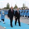 Der russische Staatschef Wladimir Putin (rechts) ist am Dienstag zu einem Besuch bei seinem Amtskollegen Recep Tayyip Erdogan eingetroffen. 