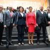 Sahra Wagenknecht mit der Führungsmannschaft ihrer neuen Partei: (von links) Thomas Geisel,  Shervin Haghsheno, Amira Mohamed Ali, Christian Leye und Fabio De Masi.