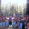 "Thalfingen leuchtet": Die Musikanten der Blaskapellen Thalfingen und Feldkirchen spielen vor einem Vorhang aus unzähligen Feuerwerkssternen. Foto: mde
