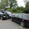 Drei verbeulte Autos – das ist die Bilanz dieses Zusammenstoßes am Montagnachmittag bei Betlinshausen.  	