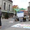 Seit dem 1. Juli campieren die Mitglieder das Klimacamps auf dem Fischmarkt neben dem Augsburger Rathaus. 
