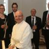 Ein Organist und vier Bläser: Pater Stefan Kling und das Ensemble „Trombe Variate“. 	