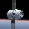 Illustration der «Dragon»-Kapsel des privaten US-Raumfahrtunternehmens SpaceX. Die «Dragon»-Kapsel soll bis zu 6000 Kilogramm an Technik und Proviant zur ISS liefern -oder später einmal bis zu sieben Astronauten. Foto: SpaceX dpa