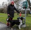 Jennifer Baur nutzt eine der mehr als 250 Hundetoiletten in Augsburg. Drei davon sind im  Gögginger Park. 