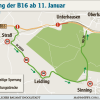 Ab Montag, 11. Januar, wird der Verkehr auf der B16 von Donauwörth Richtung Neuburg über Straß, Leidling und Sinning zurück auf die B16 geleitet. 