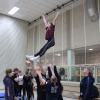 Die «Princess Cheerleader» des Sportvereins Empor Grün/Rot Wittenberge trainieren den «Basket Toss». Dabei wird der sogenannte «Flyer» in die Luft geworfen und vollzieht dort eine akrobatische Figur.