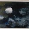 Eines der Werke der Sielenbacher Künstlerin Maria Kolbinger. Der Mond eine Mischtechnik aus Aquarell und Acryl.
