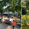 Der Riegele-Biergarten lebt auch von seinen Bäumen, die aber gut gepflegt werden müssen. Der See beim Parkgarten ist derzeit ziemlich trüb.