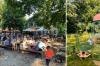 Der Riegele-Biergarten lebt auch von seinen Bäumen, die aber gut gepflegt werden müssen. Der See beim Parkgarten ist derzeit ziemlich trüb.