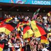 Deutsche Fans beim EM-Achtelfinale Deutschland-England. Das nächste Turnier findet hierzulande statt. Ulm hätte Gastgeberstadt für ein Team werden können, aber das ist wohl vom Tisch.