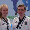 Tatjana Palfi und Jonas Junghans mit der Silbermedaille der Bayerischen Meisterschaft in Neubiberg. 
