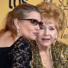 Die Schauspielerin Carrie Fisher (l) mit ihrer Mutter Debbie Reynolds.