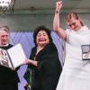 Setsuko Thurlow M, Hiroshima-Überlebende und Aktivistin der Ican und Beatrice Fihn, Ican-Geschäftsführerin, freuen sich über den Friedensnobelpreis. 