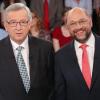 Jean-Claude Juncker (l) und Martin Schulzvor dem Fernsehduell.
