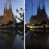 Die Sagrada Familia am vor und während der "Earth Hour".