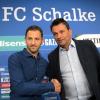 Angezählt: Schalke-Coach Domenico Tedesco (l), und Sportvorstand Christian Heidel.