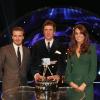 David Beckham (li) mit Sportler des Jahres Bradley Wiggins und der schwangeren Kate. 