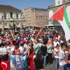 Etwa 600 Menschen protestierten am Samstagnachmittag etwas mehr als eine Stunde für ein Ende der kriegerischen Auseinandersetzungen im Gazastreifen. 
