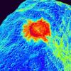 Das Handout-Foto der ESA zeigt das Wärmebild eines Kraters, der nach dem Einschlag der von der NASA gesteuerten Sonde auf dem Asteroiden "Dydimoon" im Jahr 2022 entstehen könnte.