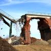 Die Abbrucharbeiten für das Viadukt in Stetten.