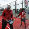 Mit Eifer und Spaß bei der Sache: Die TSG Augsburg (von links Herbert Hafner und Mori Kolivand) bietet jetzt Padel-Tennis an. 