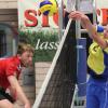 Das Auftaktspiel gegen den SV SW München endete mit einem klaren 3:0-Sieg der Türkheimer. Hier blockt Daniel Schneider (rechts) einen Münchner Schmetterball erfolgreich. 