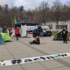 Aktivisten von „Fridays for Future“ verlegten ihr Klimacamp für die Sitzung des Ulmer Gemeinderats kurzfristig aufs Messegelände. 	