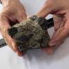 Untersuchung eines Meteoritenstücks aus Tscherljabinsk.