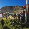 Stark gefordert waren die Feuerwehrkameraden im vergangenen Jahr bei der Großübung in Grasheim mit einem angenommenen Unfall von mehreren Autos mit einem Gefahrgut-Lastwagen. 