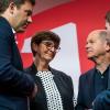 SPD-Chef Lars Klingbeil (von links nach rechts), SPD-Chefin Saskia Esken, Bundeskanzler Olaf Scholz (SPD) und SPD-Generalsekretär Kevin Kühnert.