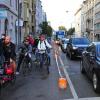 Aktivisten von Fridays for Future teilten mit Vertretern des ADFC vergangenes Jahr eine Radfahrspur auf der Hermanstraße ab, um auf die schwierige Situation dort aufmerksam zu machen.