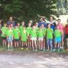 Eltern, Schüler und Lehrer der Grundschule Adelsried üben gemeinsam für den Landkreislauf in Wehringen.  	