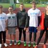 Schwabmünchens erfolgreiche Athleten der Altersklassen U16 und U14 (von links): Simon Ritschel, Alexander Schram, Kilian Stuhler, Daniel Labermeier und Leonie Spatz.  	