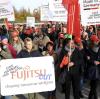 Die Fujitsu-Mitarbeiter bei der Demo in München. 