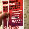 Mit diesem Flyer werben die Jusos Donau-Ries für die "Demo für die Wissenschaft" in Donauwörth. 