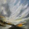 In der Ausstellung "Kann Spuren von Farbe enthalten des Kulturkreises Gersthofen ist auch die eindrucksvolle Wolkenlandschaft "Hinter den Wolken ist das Licht (Tagore)" von Margarethe Külgen zu sehen.