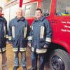 Die Feuerwehr Ottmaring verabschiedete (von links) Johann Magg, Peter Fendt und Georg Wunder. 