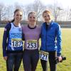 Rund 250 Teilnehmer gingen beim 37. Aichacher Dreikönigslauf bei Sonnenschein an den Start. Die drei besten Frauen (von links) Stephanie Kirschey, Hannah Sassnink und Svenja Gliem.