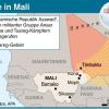 Karte Malis mit von Rebellen erobertem Territorium und Tuareg-Stammesgebiet.