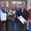 Verdiente Auszeichnung (von links): FSV-Vorsitzender Karl Stempfle, Marktoffingens Bürgermeister Helmut Bauer, Marianne und Josef Wizinger sowie 2. Vorsitzender Daniel Mainka.  	