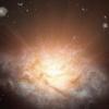Die computeranimierte Grafik stellt die Galaxie WISE J224607.57-052635.0 dar, die so hell wie 300 Billionen Sonnen scheint.