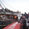 Libysche Flüchtlinge bei ihrer Ankunft auf Lampedusa (Foto vom 8.5.2011). dpa