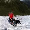 Gabi und Karl-Heinz Hehlinger aus Thannhausen beim Wanderurlaub im Kleinwalsertal. Hund Pauli ist immer mit dabei.