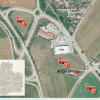 Diese drei möglichen Standorte in Ballhausen sind für das neue Gerätehaus in Syrgenstein angedacht: neben dem Kreisverkehr (1), hinter dem Netto-Markt (2) und auf einer Wiese daneben (3).