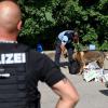 Die Polizei setzte bei der Großkontrolle nahe Dornstadt auch Hunde ein.