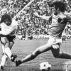 Dieses Tor von Gerd Müller beim WM-Finale 1974 in München soll als Vorlage für die Erinnerungsstatue am Stänglesbrunnen dienen.  	